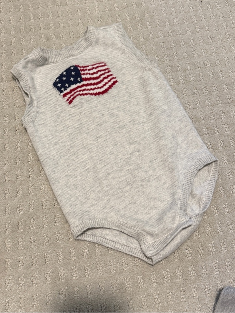 Carter's Light Gray Sleeveless Bodysuit with American Flag Motif